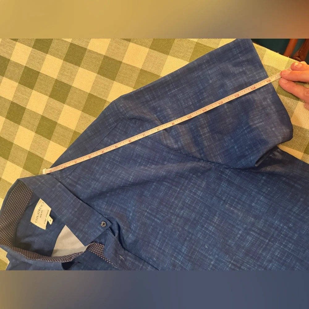 Construct Slim Fit Four-Way Stretch Performance Chambray Shirt - Picture 15 of 15